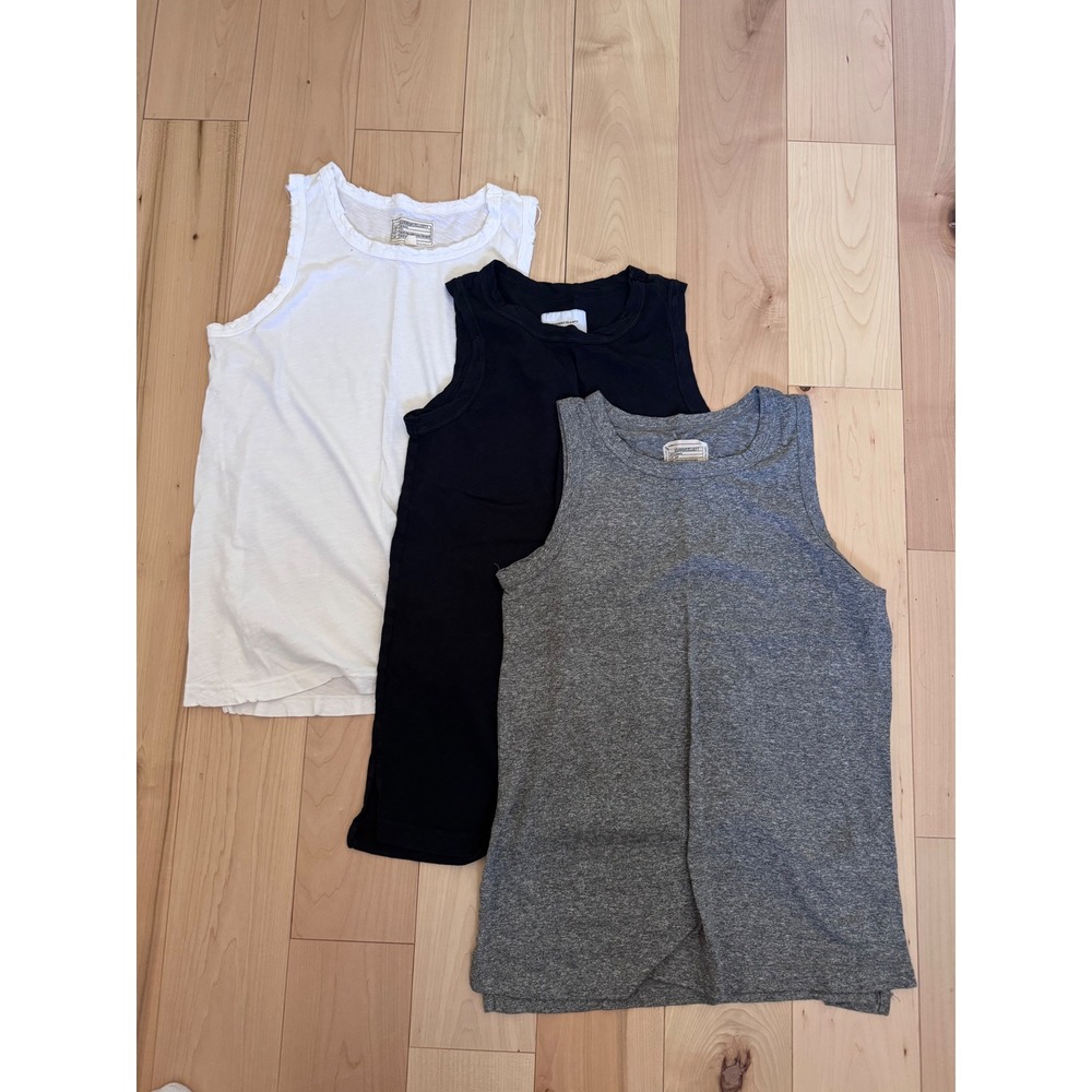 Current Elliott The Muscle Tee Tank Top Bundle 3 Pack White Black Gray Size 1 S
